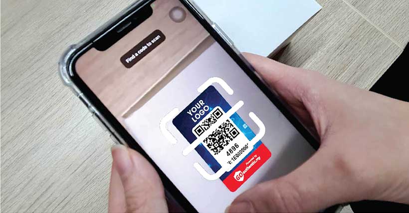EAN Label digital printing and packaging manufacturer offering brand protection with anti-counterfeit stickers step two scan the QR code appear on the labels.