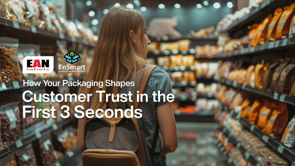 Custom flexible packaging and label sticker printing services by EAN Labels printing and packaging supplier and manufacture Malaysia, How powerful packaging builds customer trust in the first 3 seconds for retail brands.
