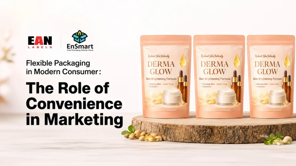 Image for EAN Label packaging printing supplier and manufacture in Malaysia features image for blog post showing 2 stand up pouch, standing pouch and ziplock pouch on wood