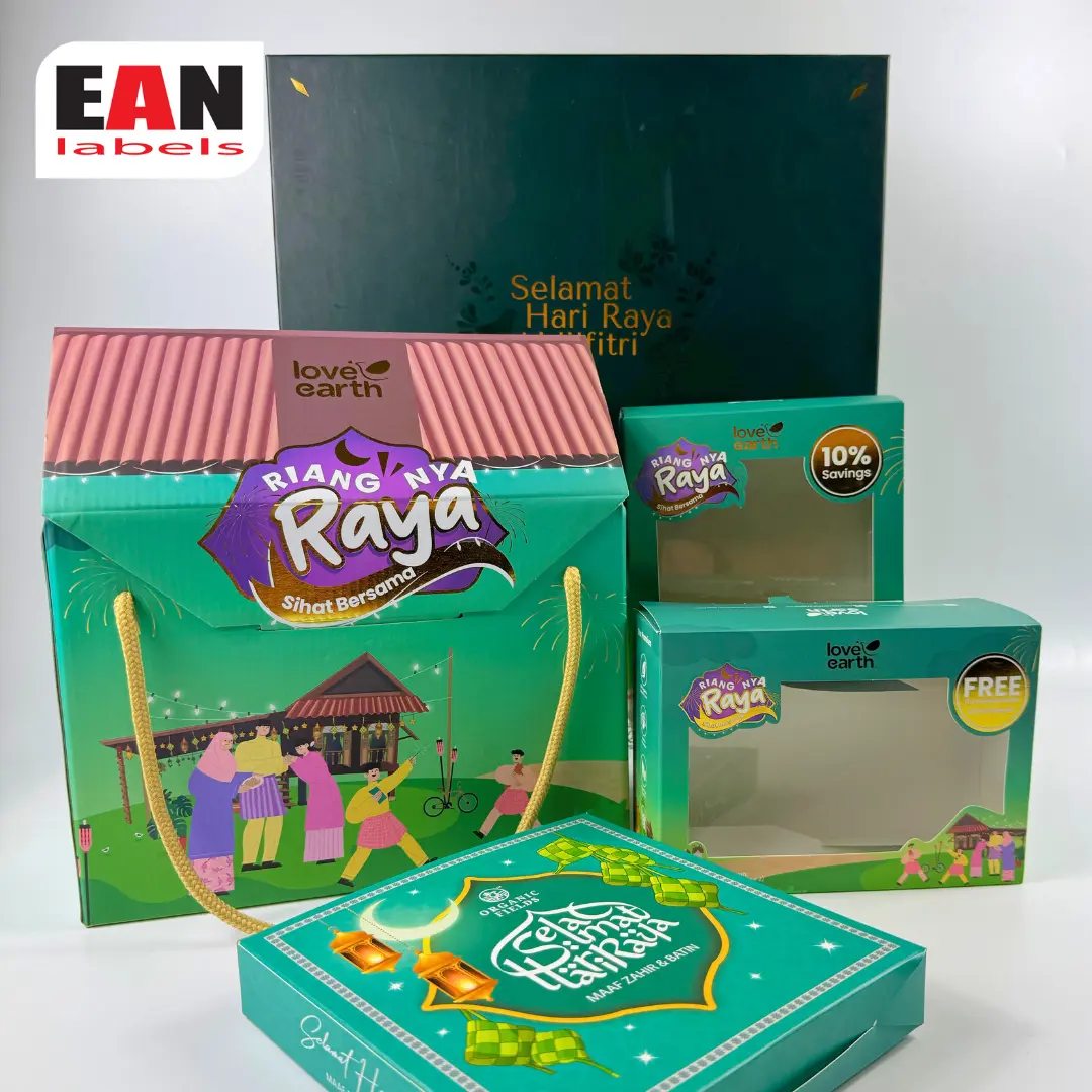 Custom Hari Raya premium gift boxes in various sizes, shapes and festive designs