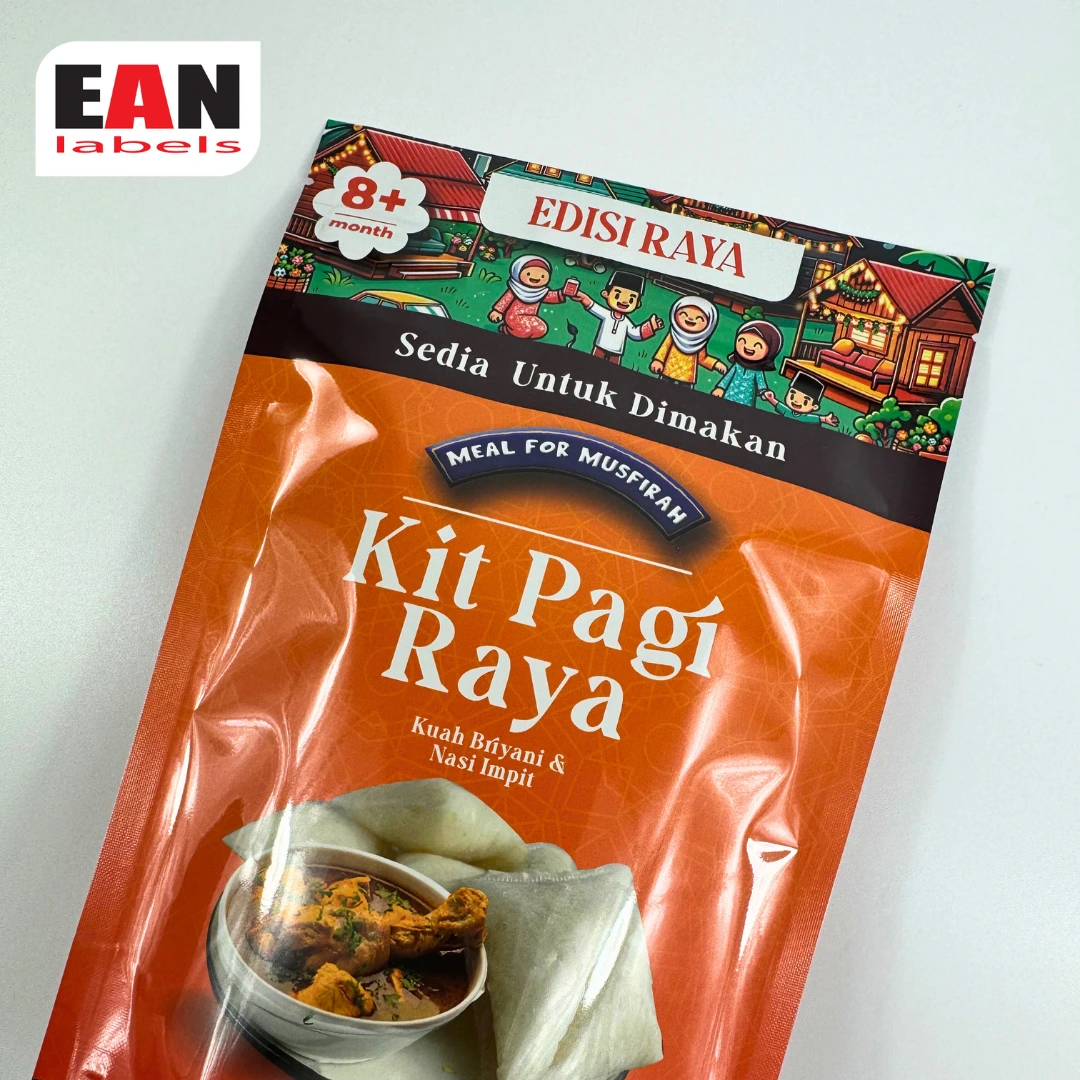 Orange Hari Raya meal kit pouch for briyani and nasi impit packaging