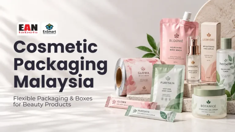 Cosmetic packaging in Malaysia with flexible packaging, Sachet Roll Form, Spout Pouch, custom boxes and skincare labels