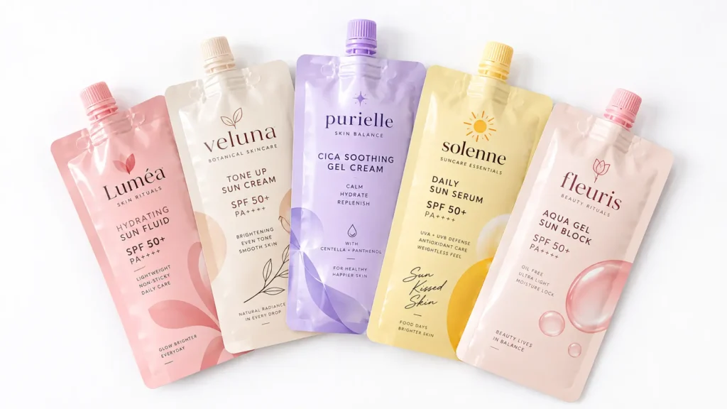 Cosmetic Spout Pouch packaging for skincare, lotion and beauty products