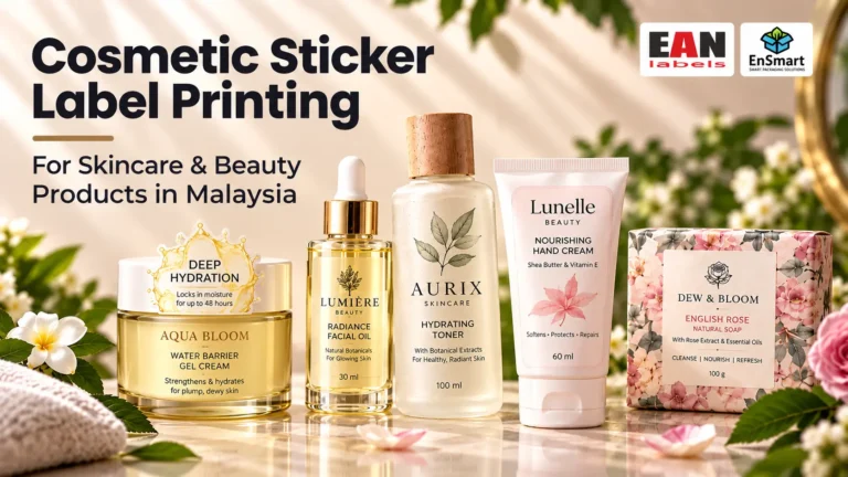 Cosmetic sticker label printing in Malaysia for skincare, beauty and personal care products